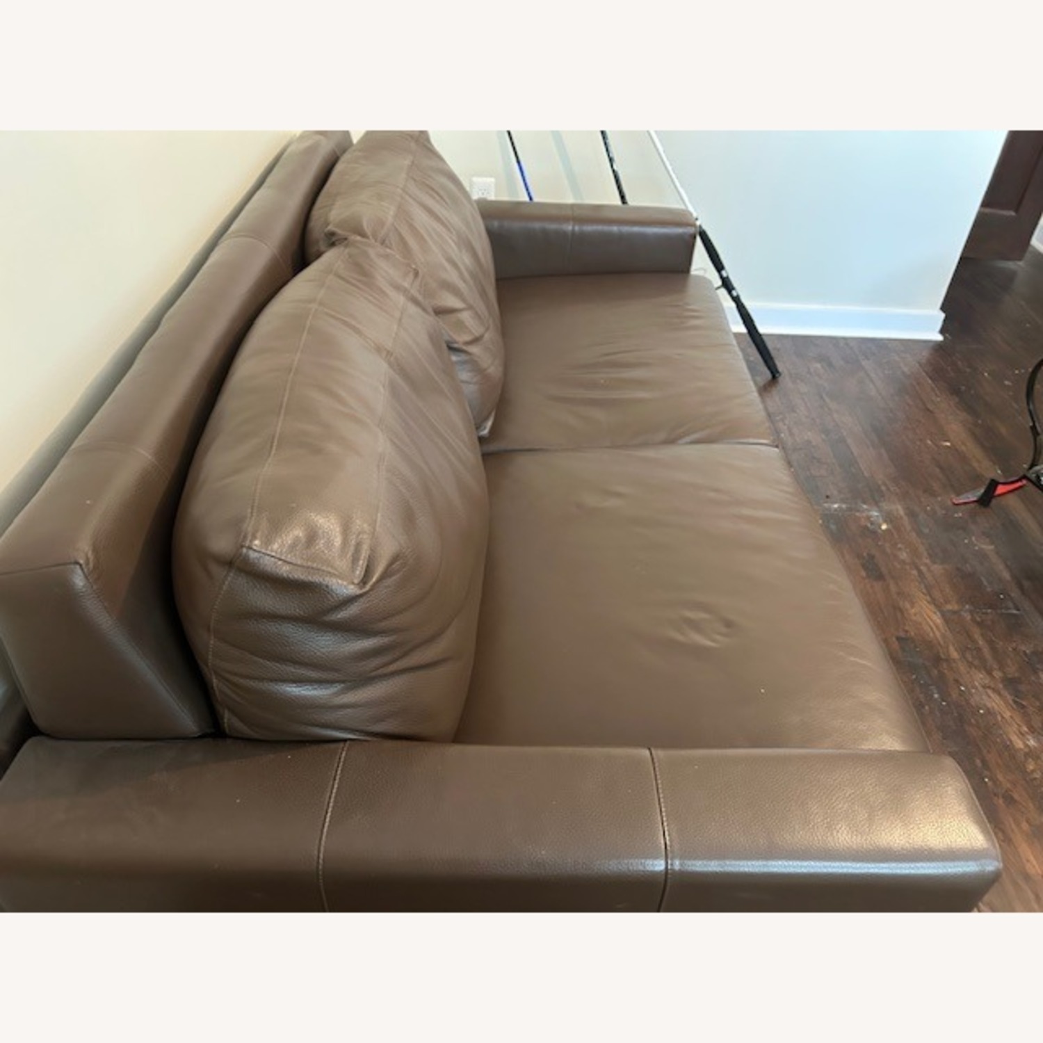 Haverty's Dark Brown Leather Sleeper Sofa - image-2