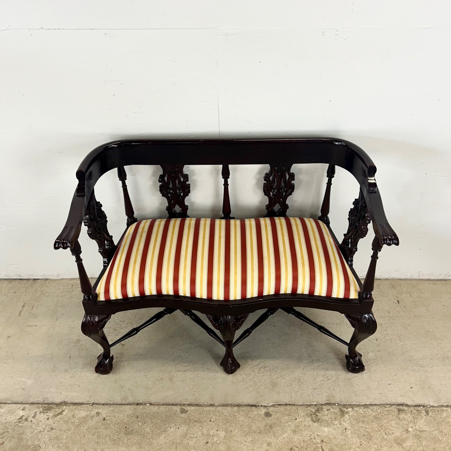 Vintage Two Seat Chippendale Settee - image-2