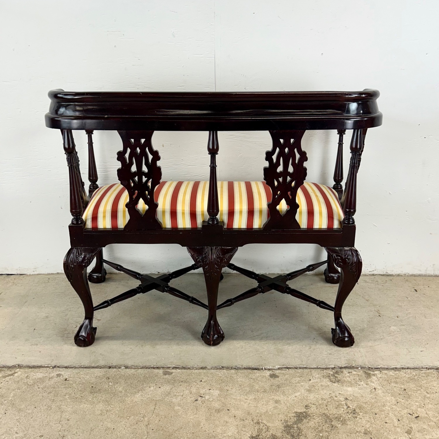 Vintage Two Seat Chippendale Settee - image-4