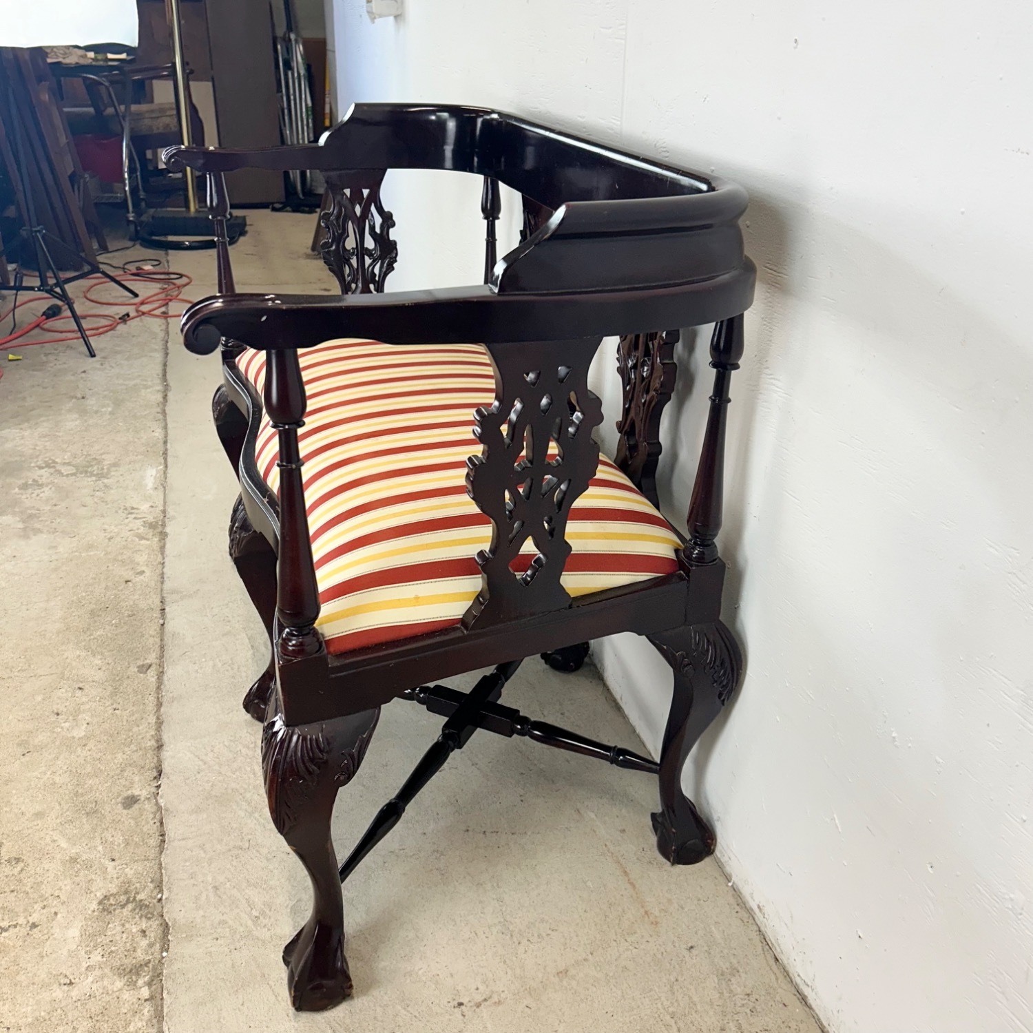 Vintage Two Seat Chippendale Settee - image-6