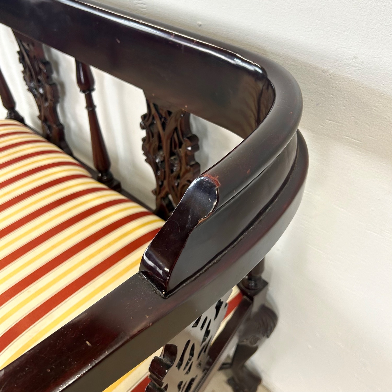 Vintage Two Seat Chippendale Settee - image-9