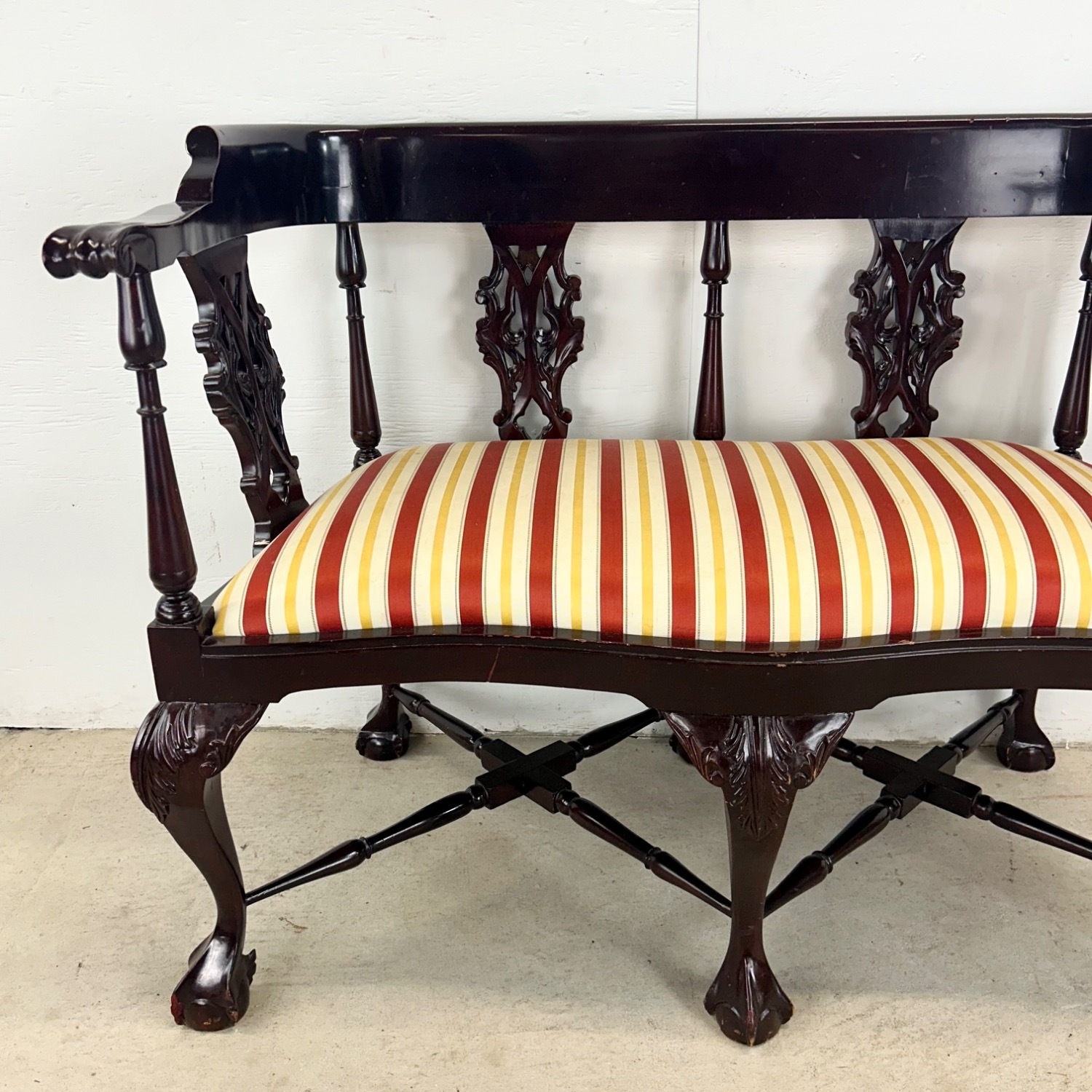 Vintage Two Seat Chippendale Settee - image-3