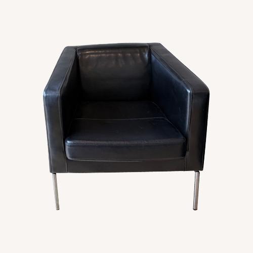 Used Set of 2 IKEA Klappsta Black Leather Armchair for sale on AptDeco