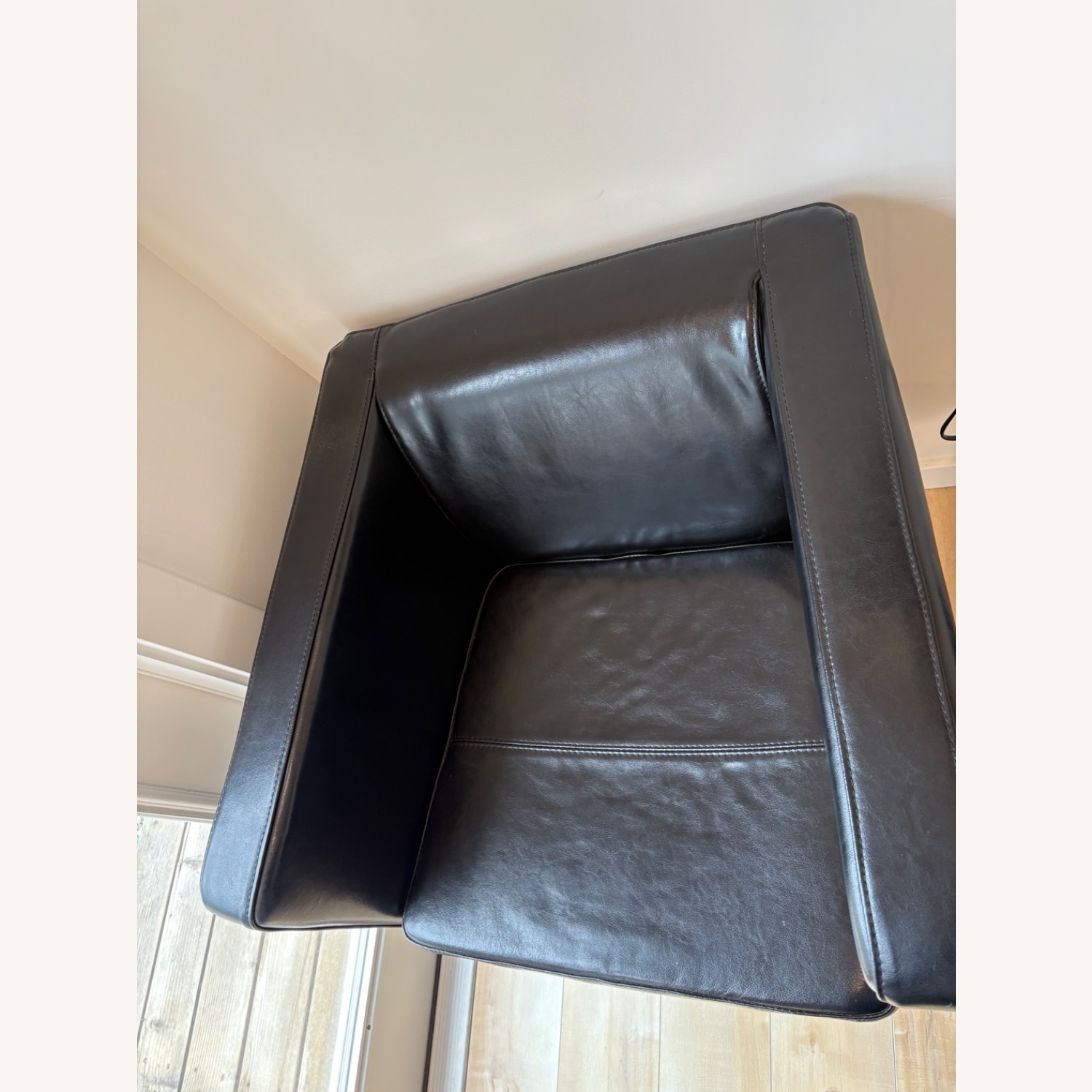 Set of 2 IKEA Klappsta Black Leather Armchair - image-7