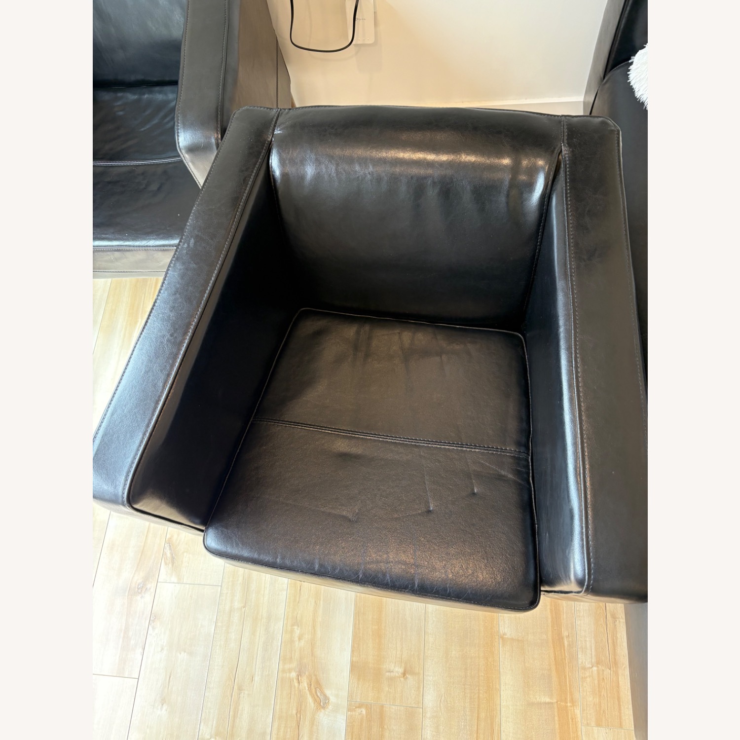 Set of 2 IKEA Klappsta Black Leather Armchair - image-8