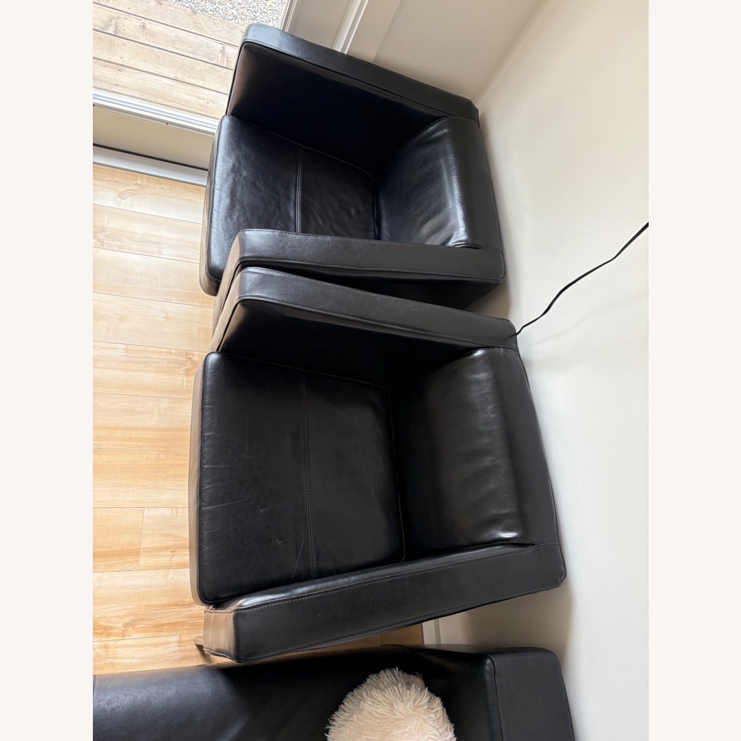 Set of 2 IKEA Klappsta Black Leather Armchair - image-2