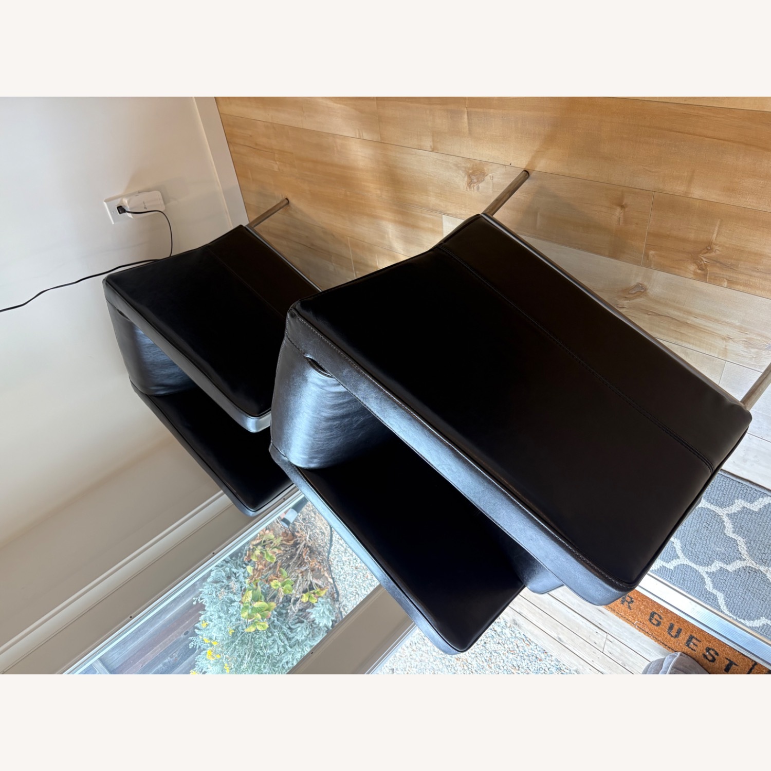 Set of 2 IKEA Klappsta Black Leather Armchair - image-6