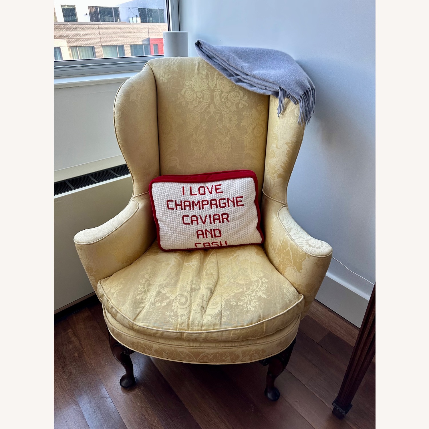 Vintage/Antique Finds Yellow Fabric Armchair - image-1