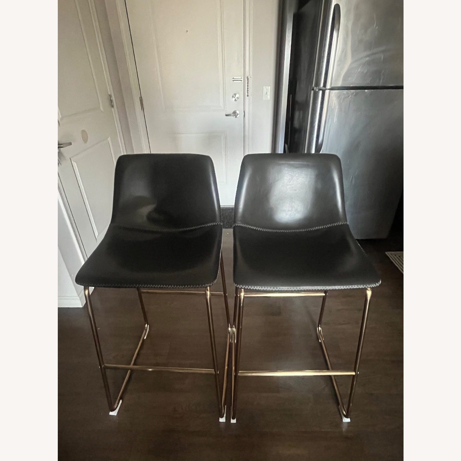 Dark Gray Leather Stools - image-2