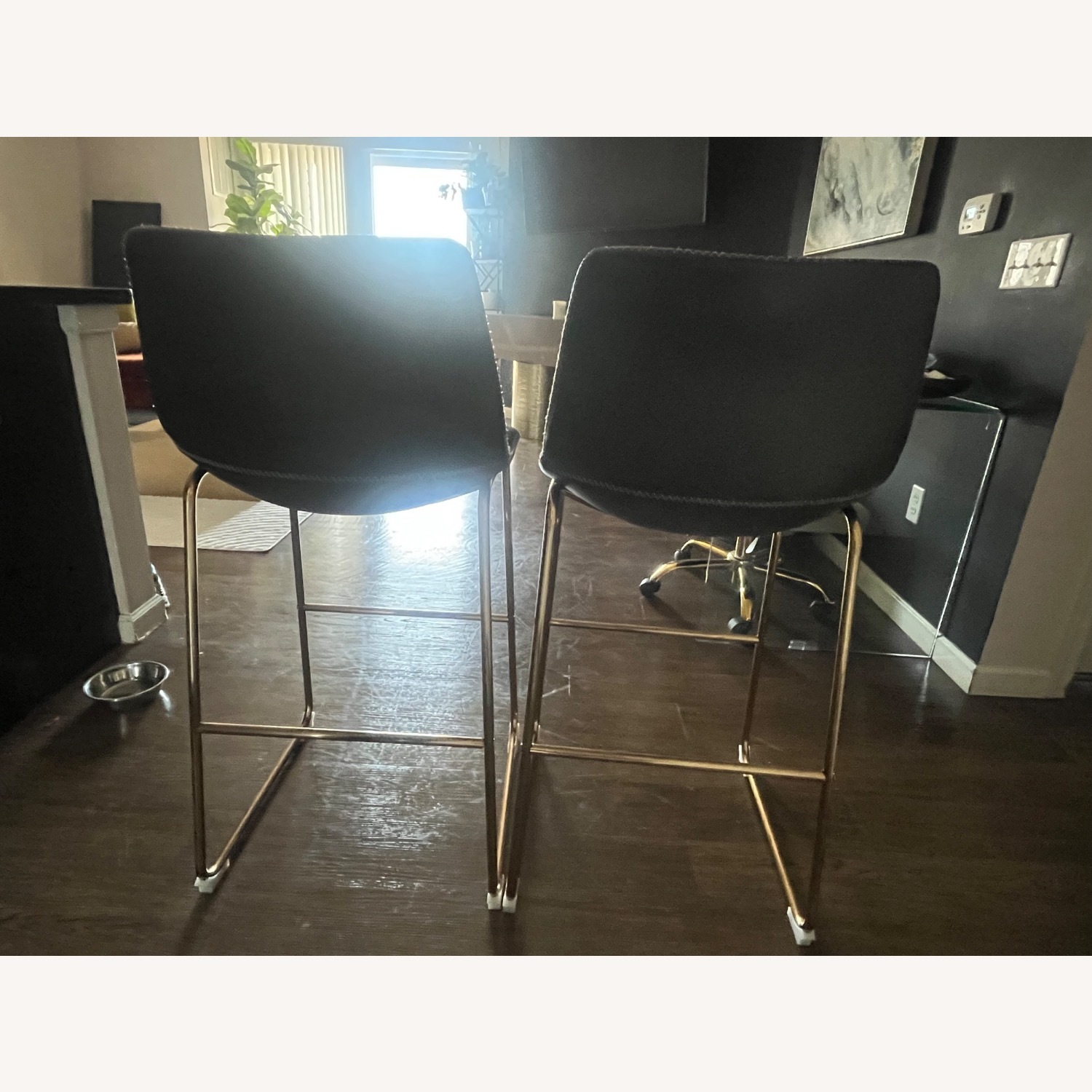 Dark Gray Leather Stools - image-3
