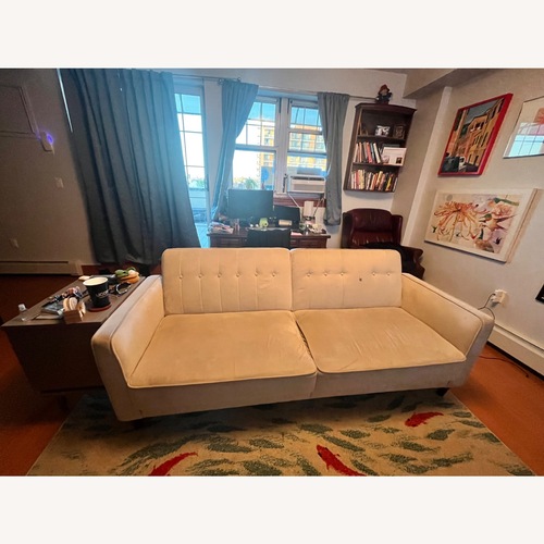 Used White Fabric 2 Piece Sectional for sale on AptDeco