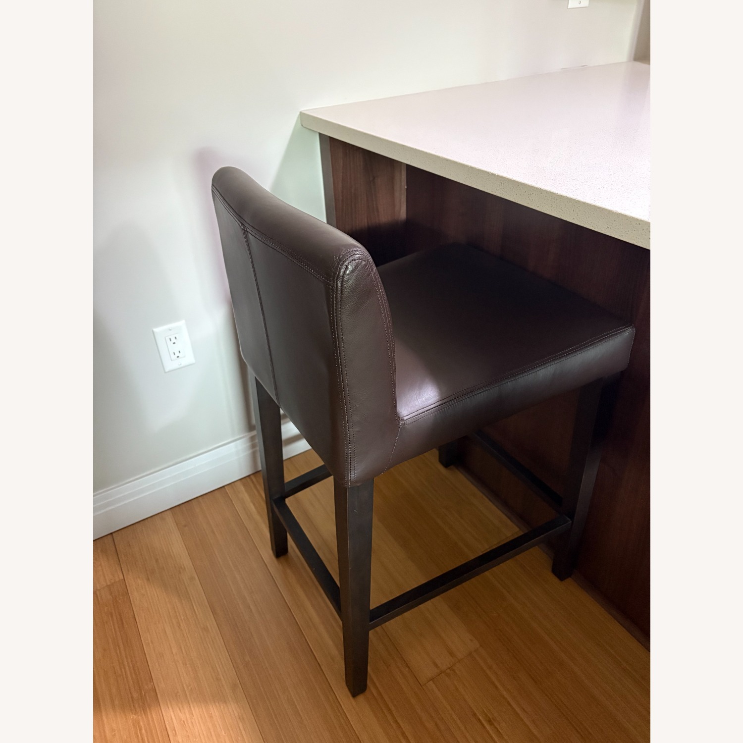 West Elm Porter Dark Brown Leather Stools - image-5