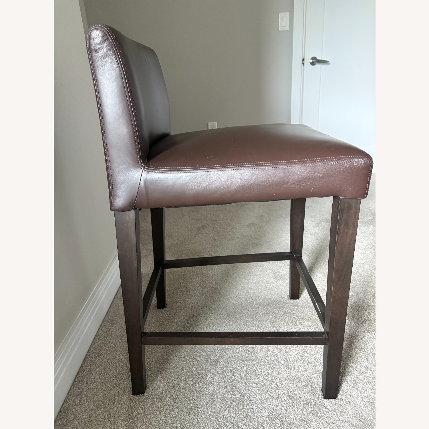 West Elm Porter Dark Brown Leather Stools - image-2