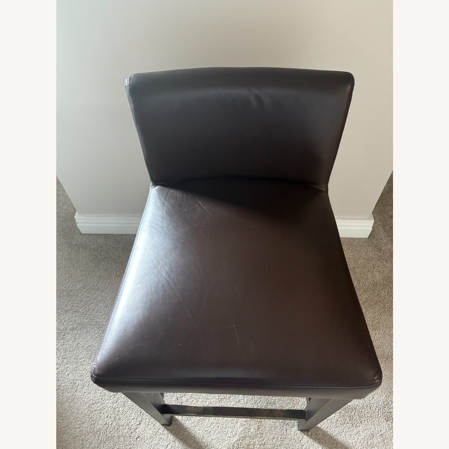 West Elm Porter Dark Brown Leather Stools - image-3