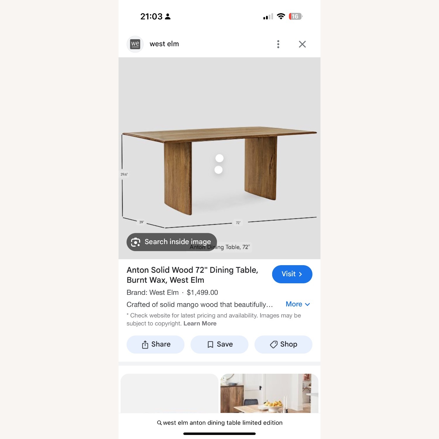 West Elm Anton Dining Table - image-3