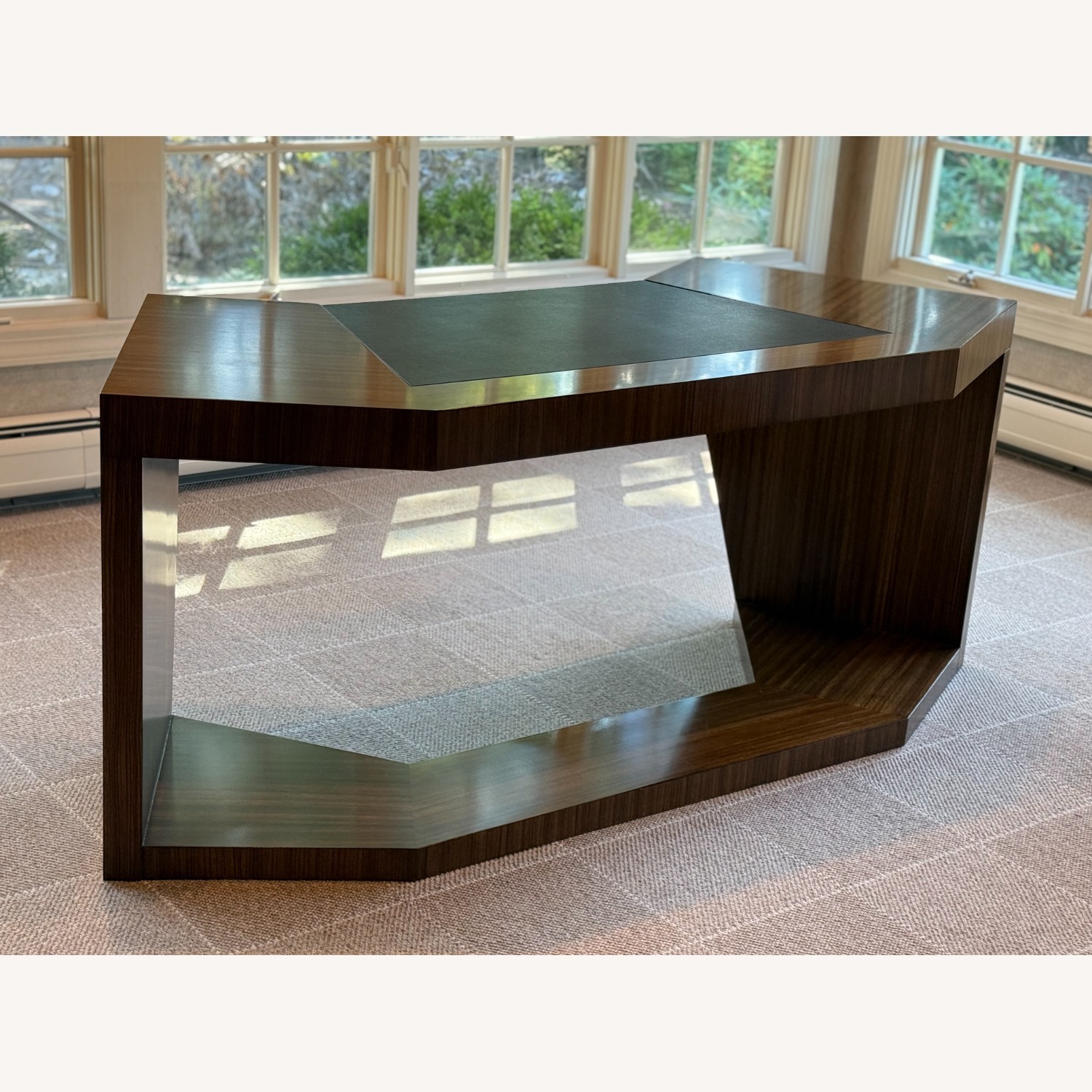 Paragon Angled Writing Desk Dark Brown Wood Desk - image-1