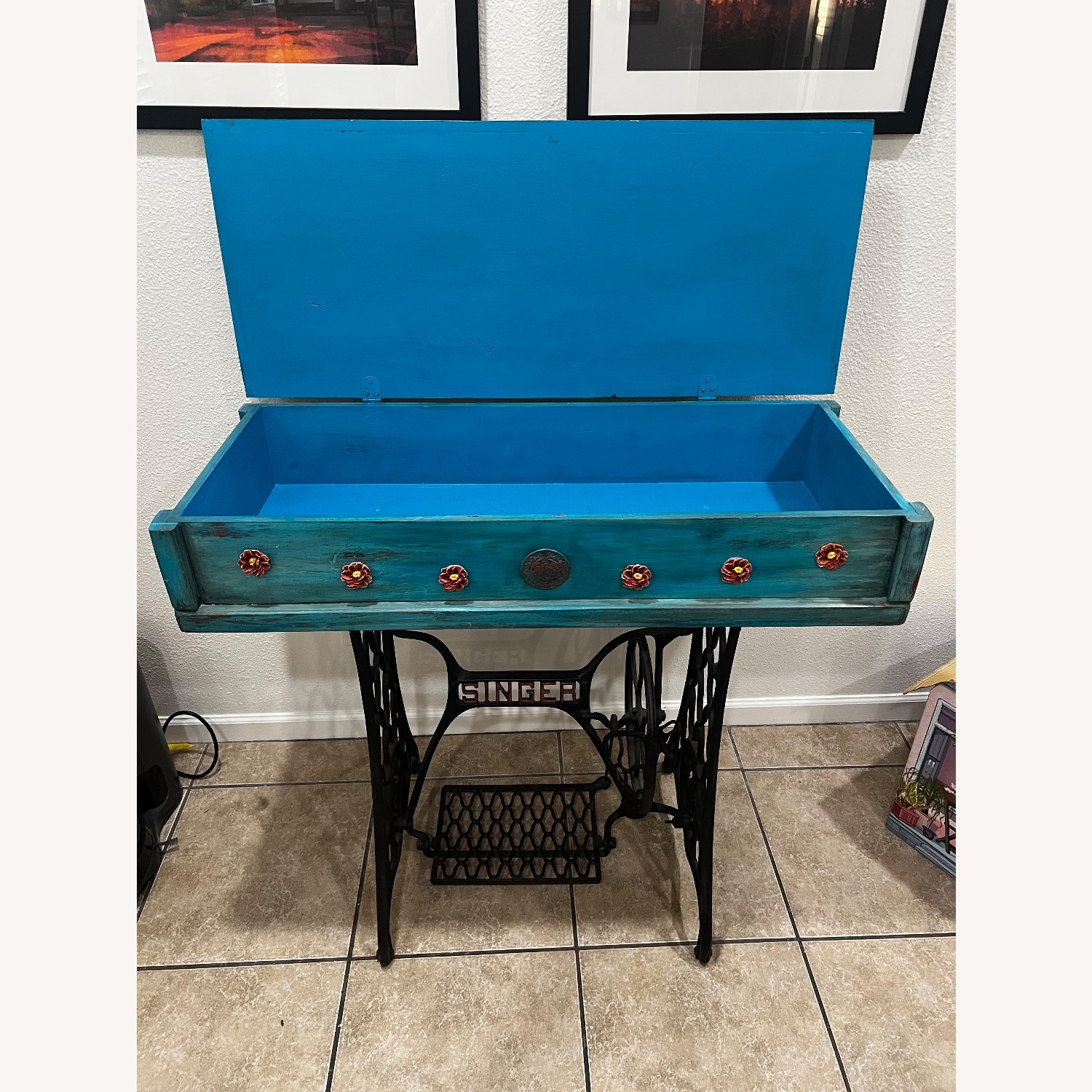 Vintage Custom Repurposed Singer Sewing Table - image-2