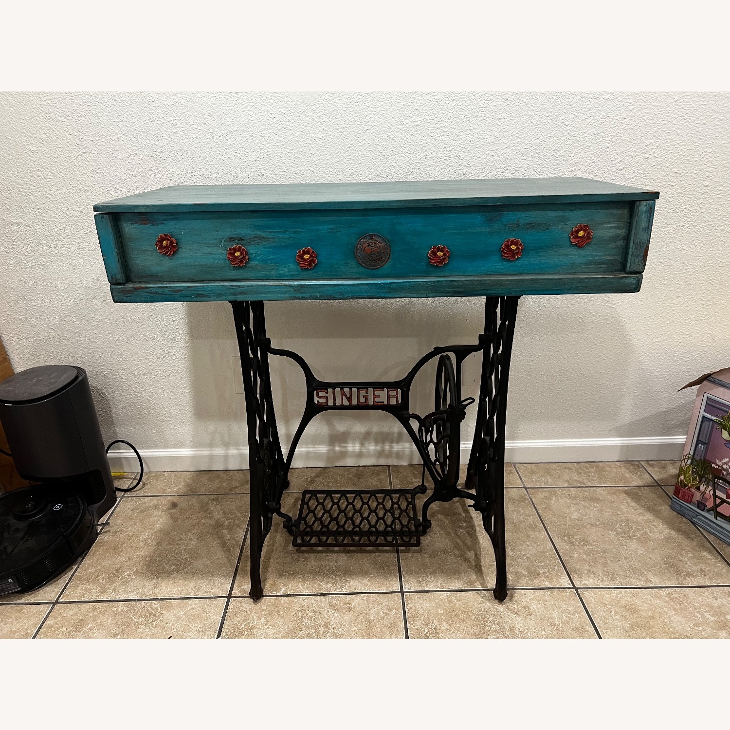 Vintage Custom Repurposed Singer Sewing Table - image-1