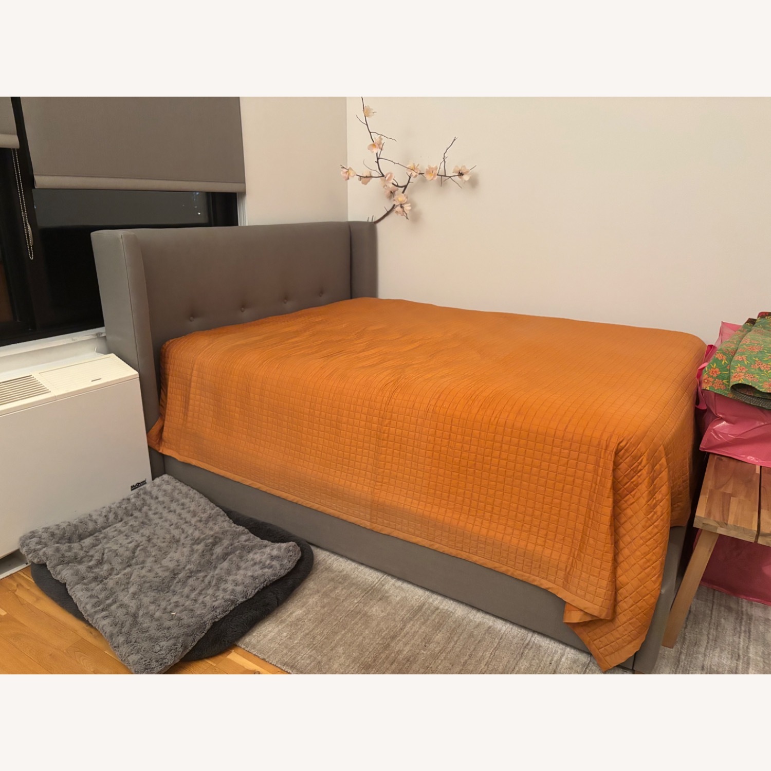 Restoration Hardware Dark Gray Linen Queen Bed - image-2