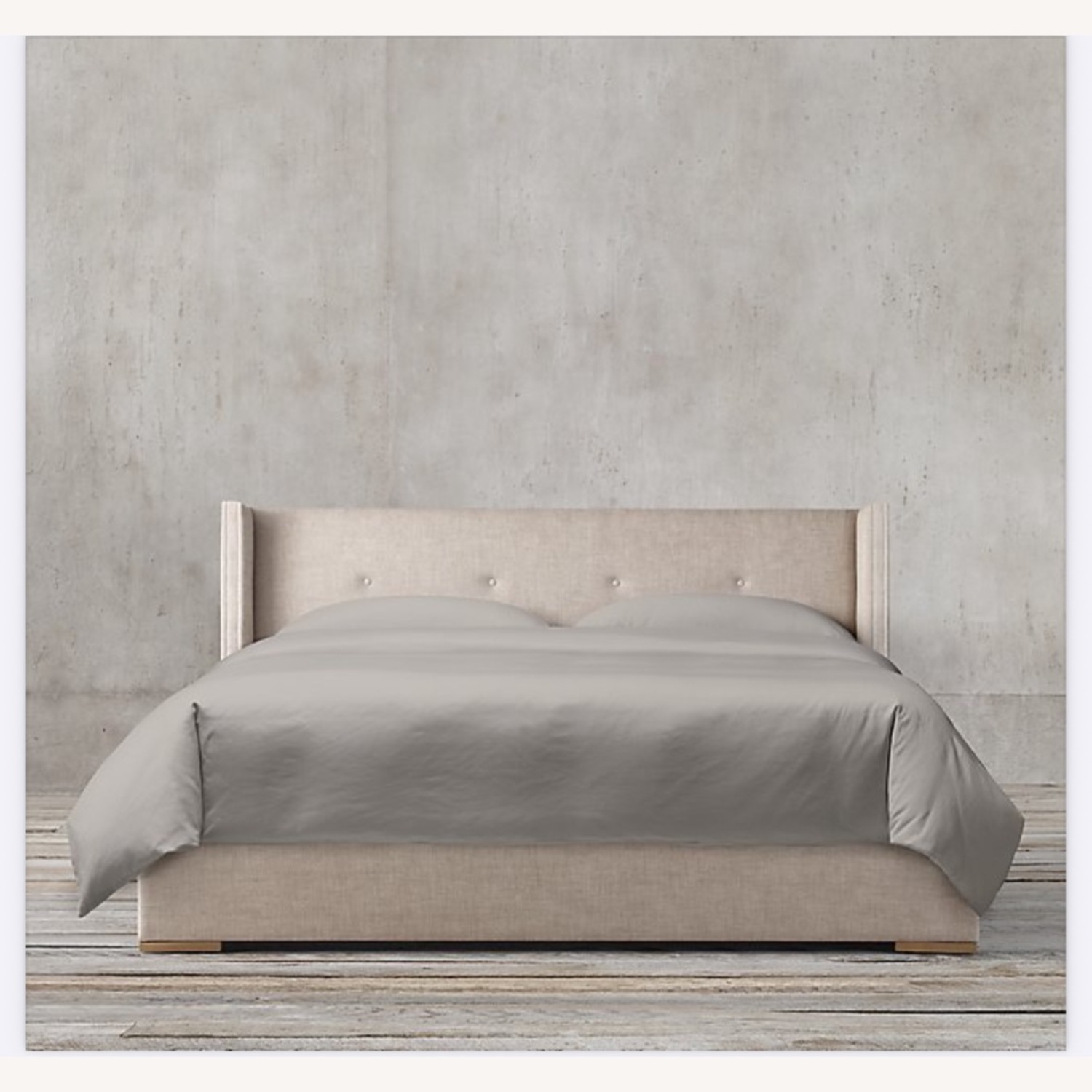 Restoration Hardware Dark Gray Linen Queen Bed - image-0