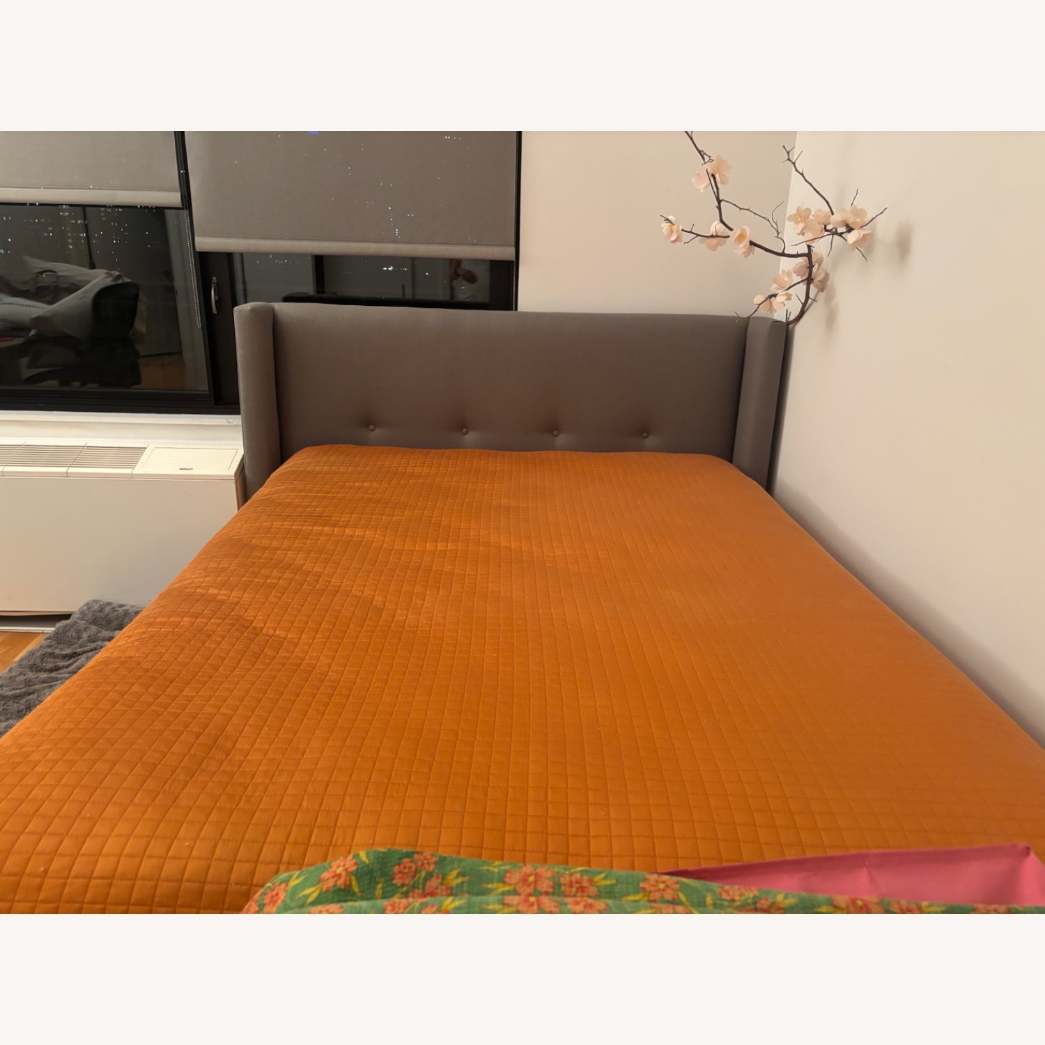 Restoration Hardware Dark Gray Linen Queen Bed - image-3