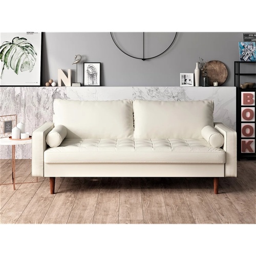 Used Wayfair Lincoln 58" White Faux Leather 2 Seater Sofa for sale on AptDeco