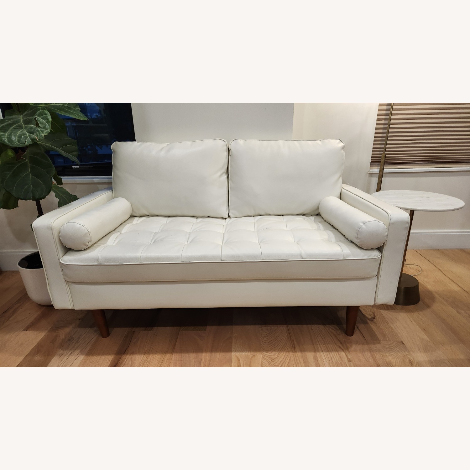 Wayfair Lincoln 58" White Faux Leather 2 Seater Sofa - image-1