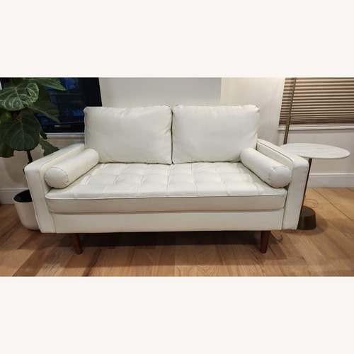 Used Wayfair Lincoln 58" White Faux Leather 2 Seater Sofa for sale on AptDeco