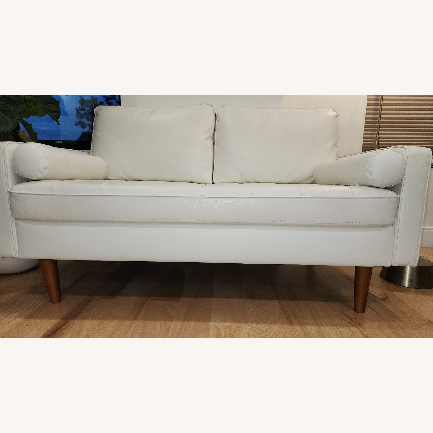 Wayfair Lincoln 58" White Faux Leather 2 Seater Sofa - image-2