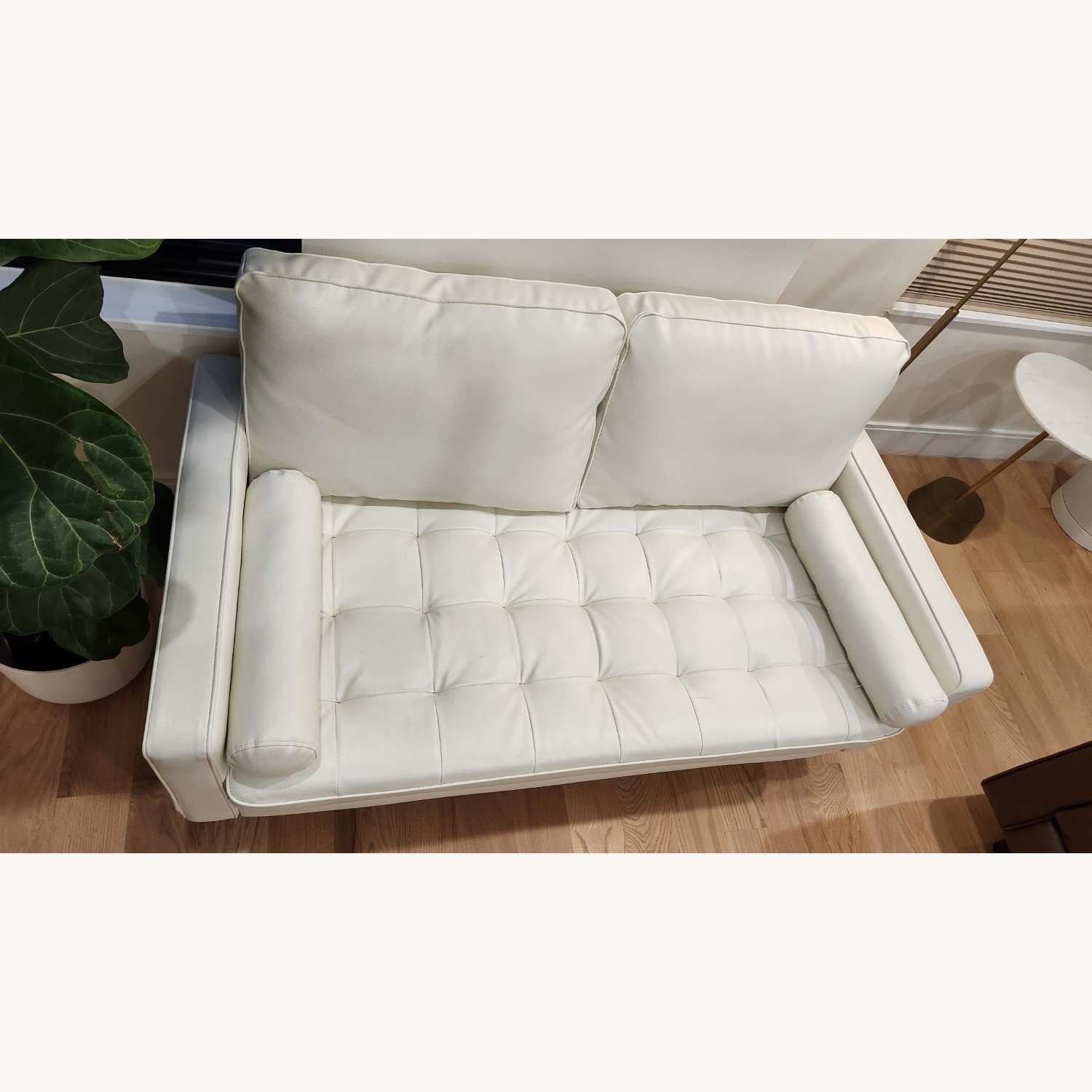 Wayfair Lincoln 58" White Faux Leather 2 Seater Sofa - image-5