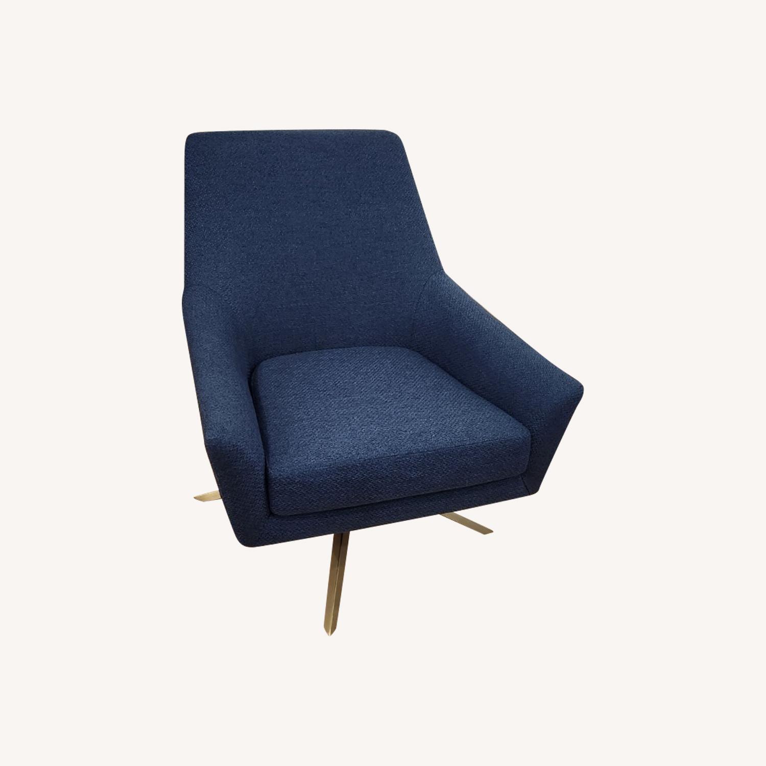 Article Spin Swivel Blue Fabric Accent Chair - image-0