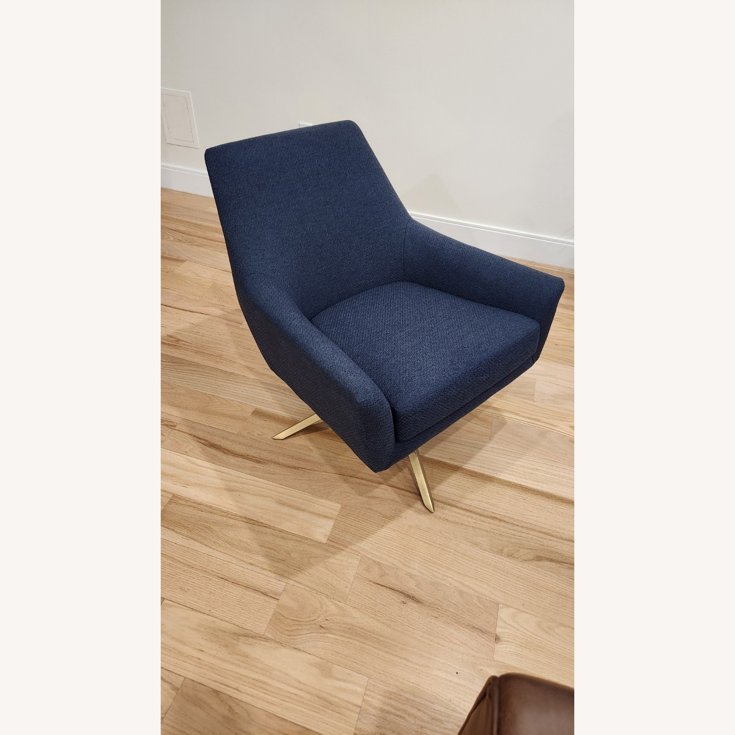 Article Spin Swivel Blue Fabric Accent Chair - image-2