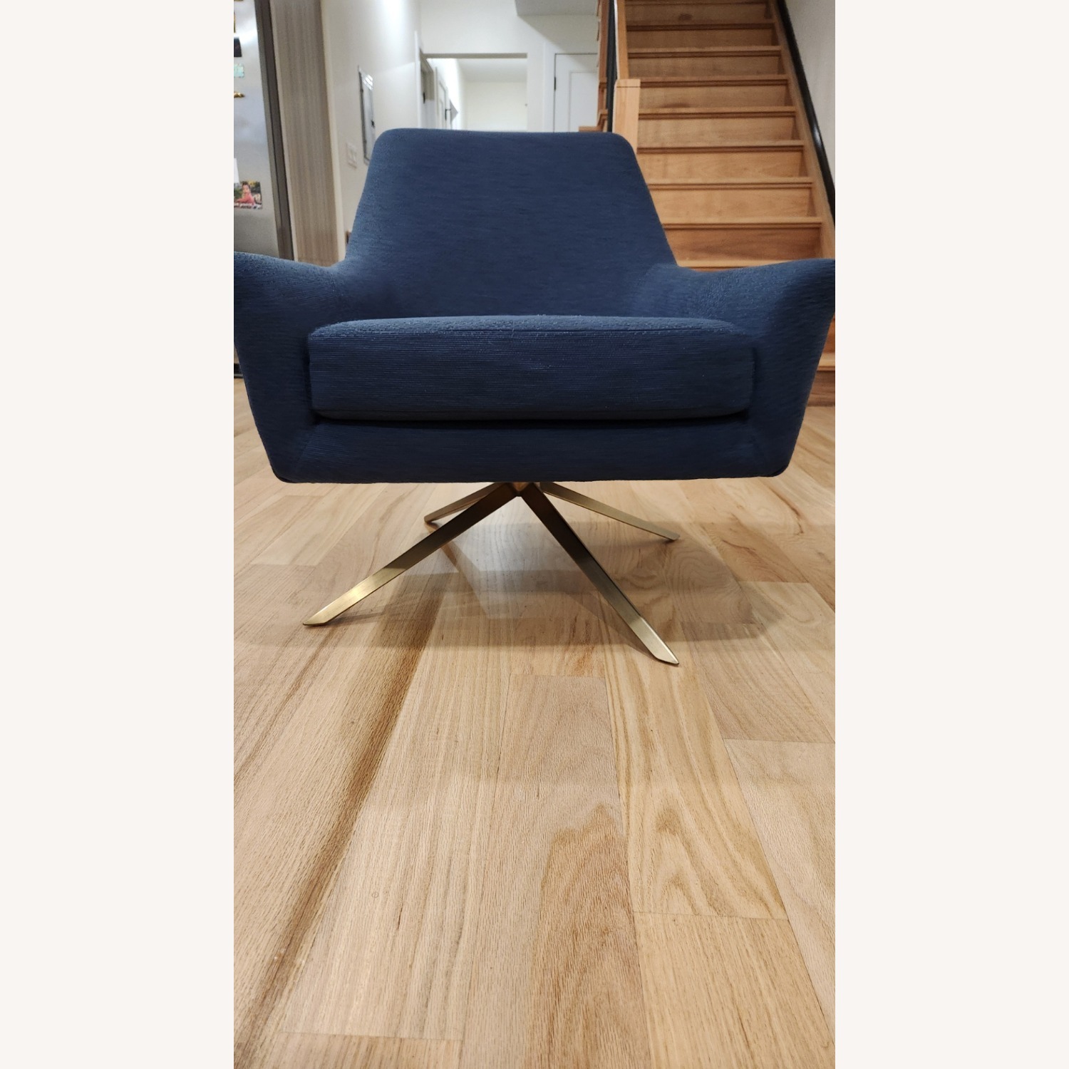 Article Spin Swivel Blue Fabric Accent Chair - image-5