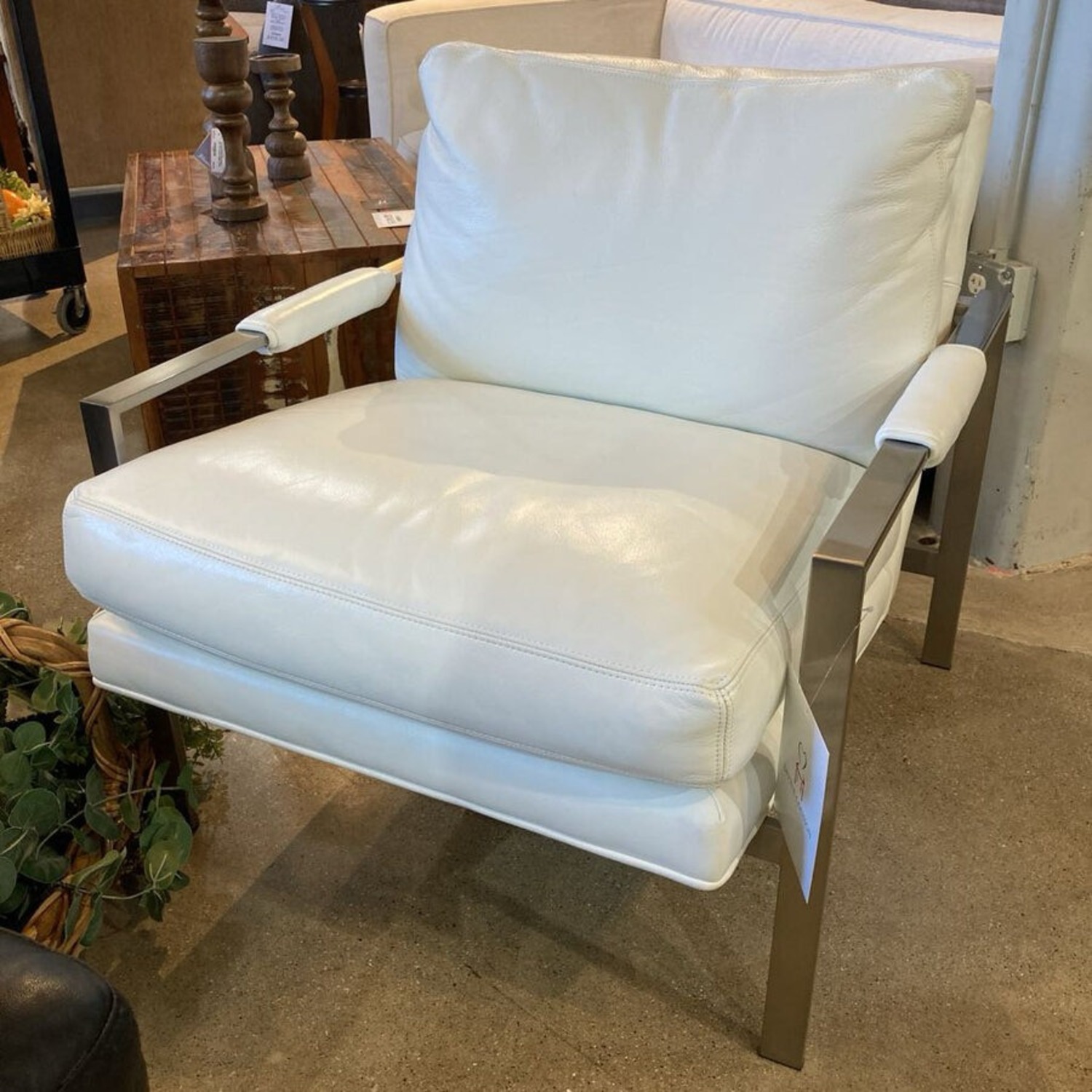 Classic Leather-Brushed Nickel Lounge Chair - image-2