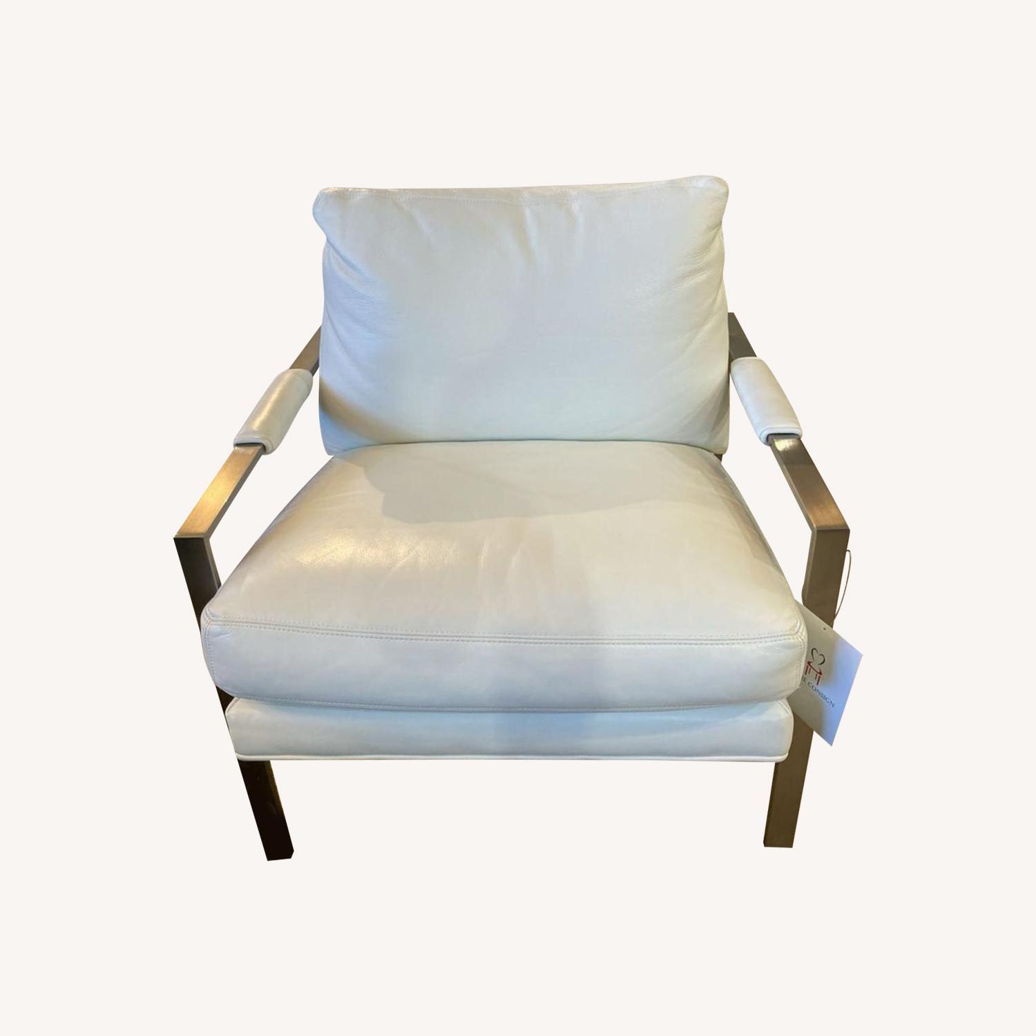 Classic Leather-Brushed Nickel Lounge Chair - image-0