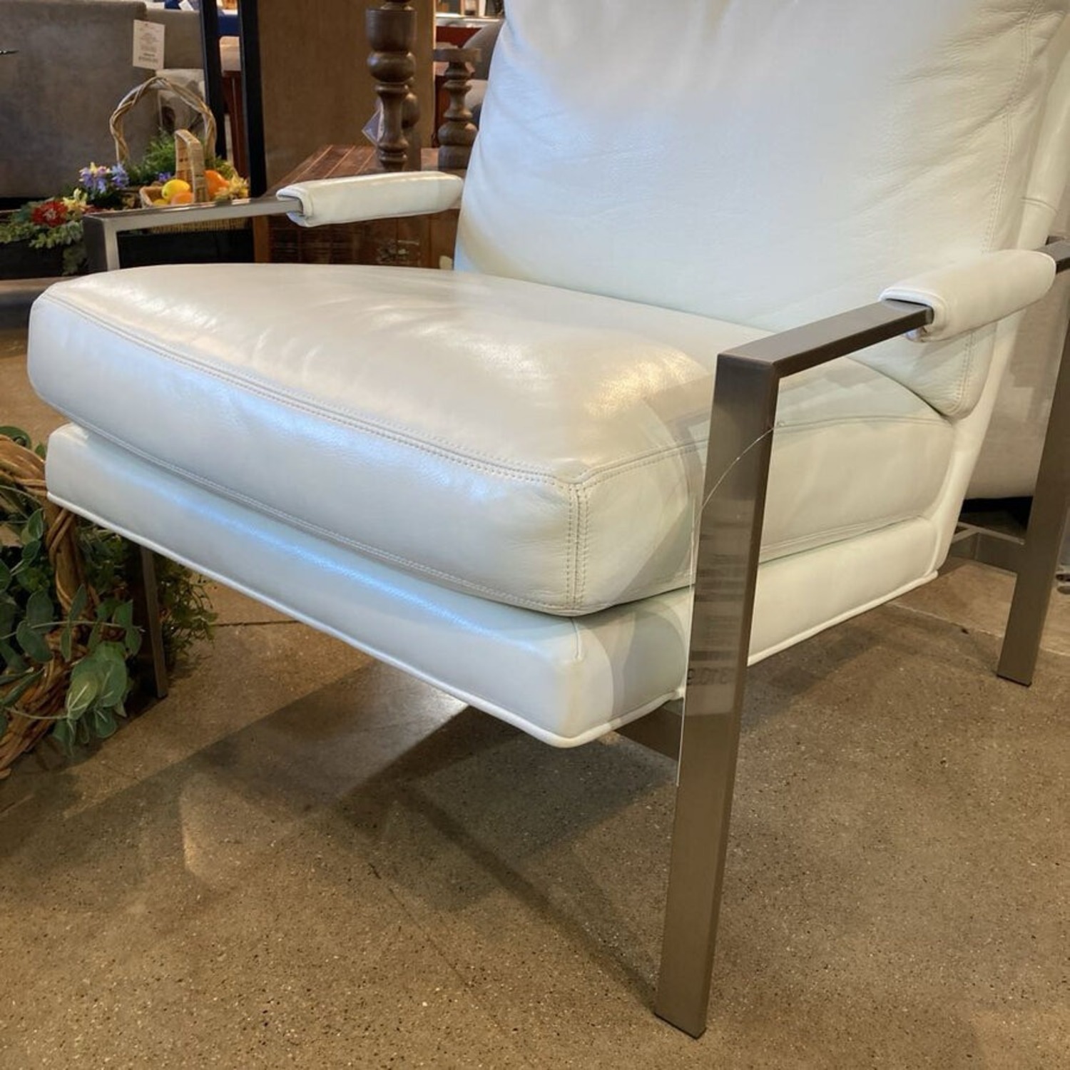 Classic Leather-Brushed Nickel Lounge Chair - image-6