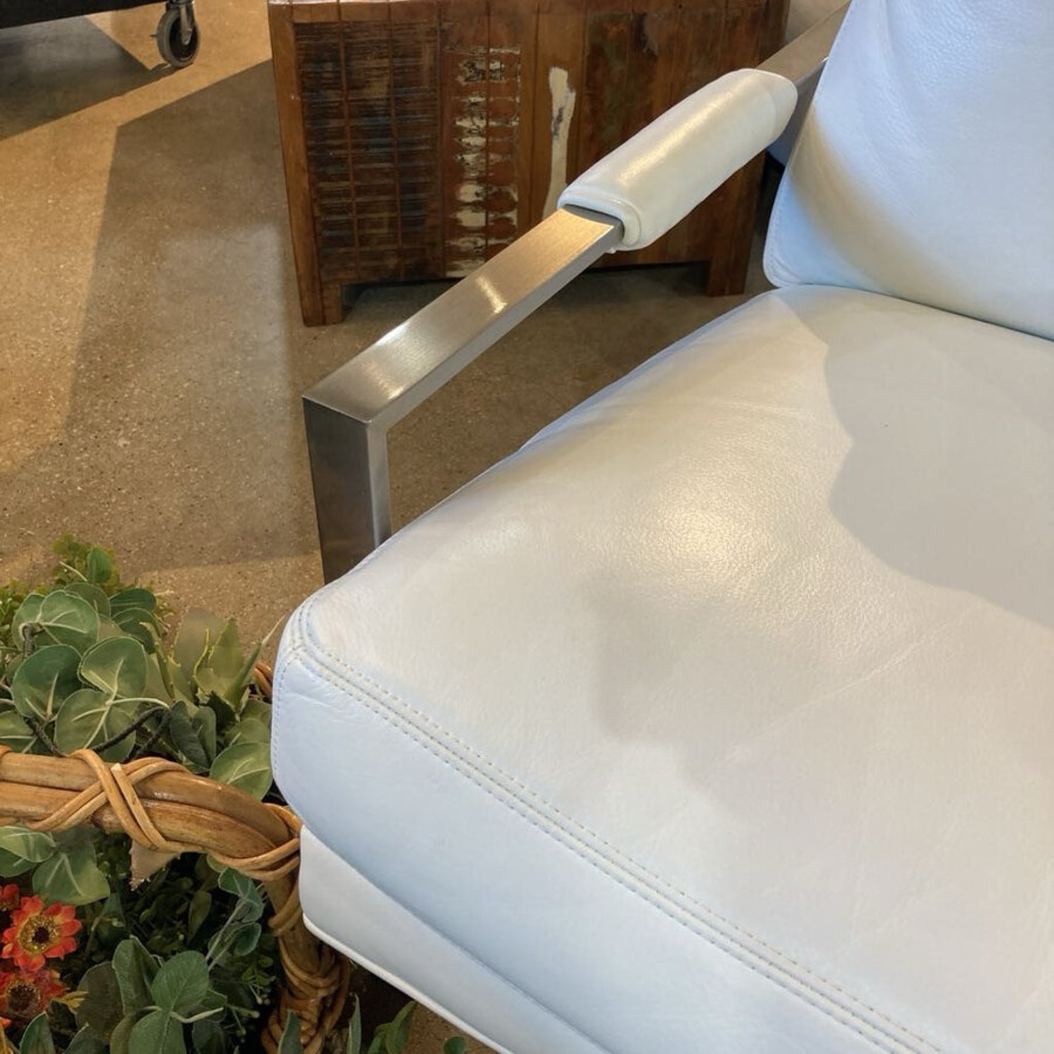 Classic Leather-Brushed Nickel Lounge Chair - image-5