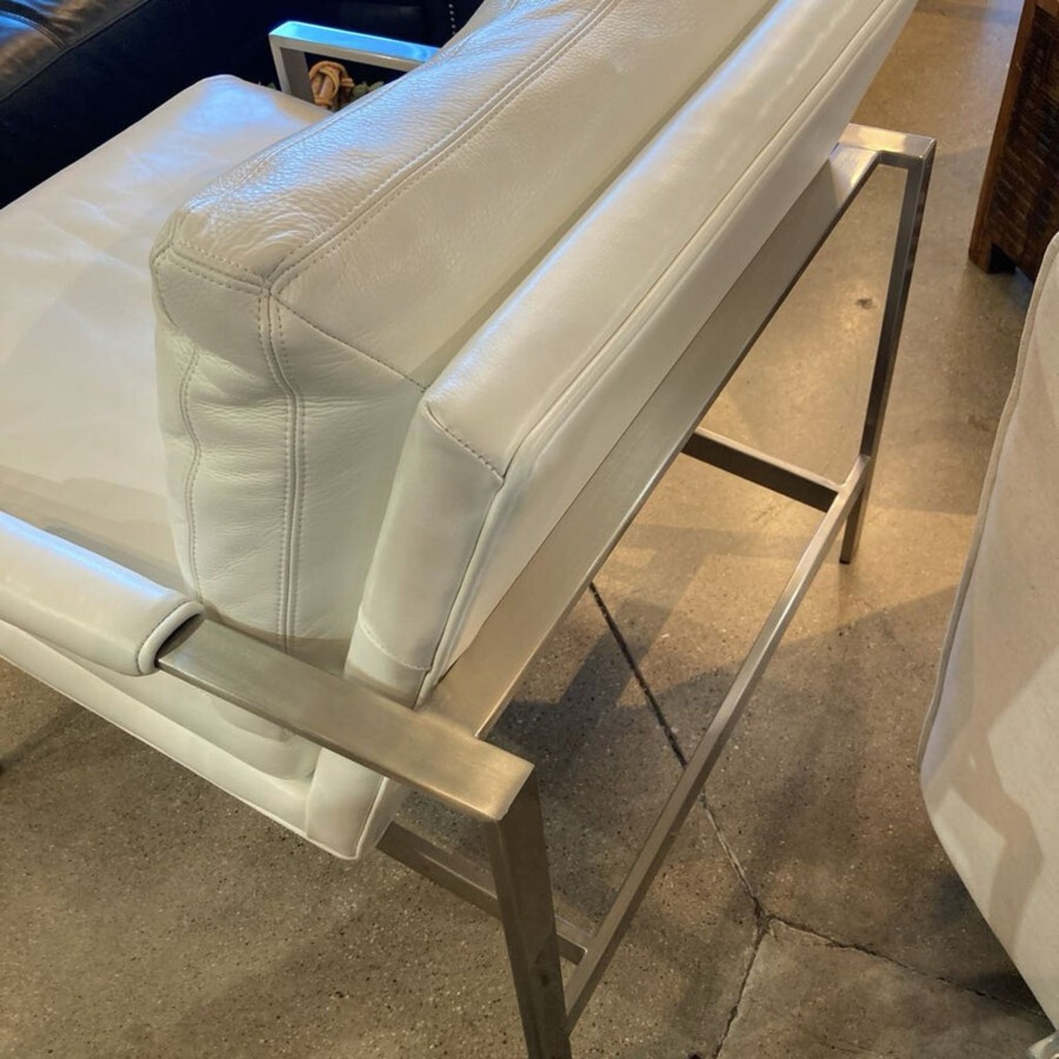 Classic Leather-Brushed Nickel Lounge Chair - image-12