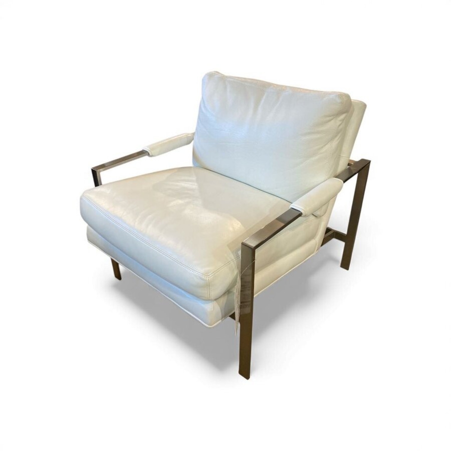 Classic Leather-Brushed Nickel Lounge Chair - image-1