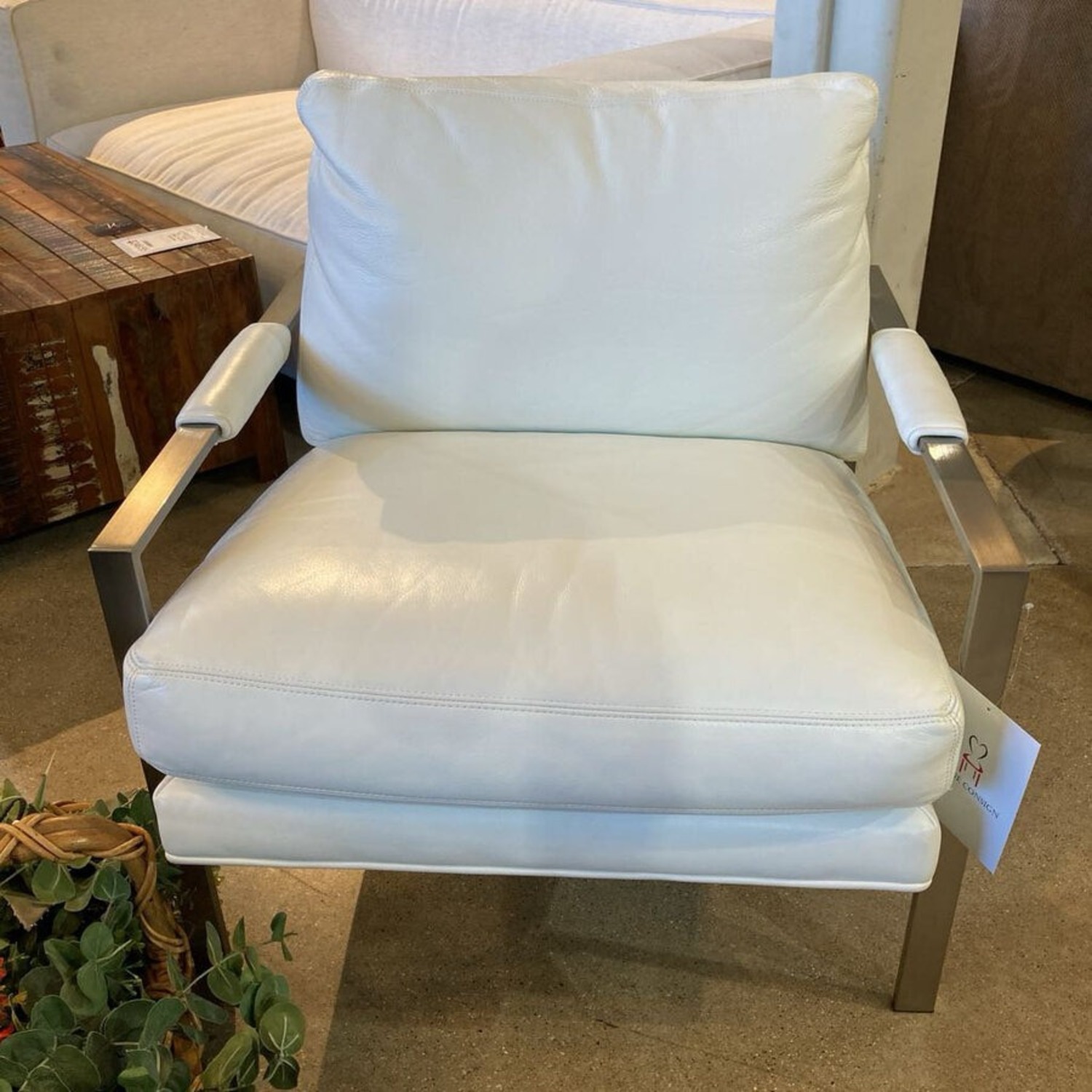 Classic Leather-Brushed Nickel Lounge Chair - image-3