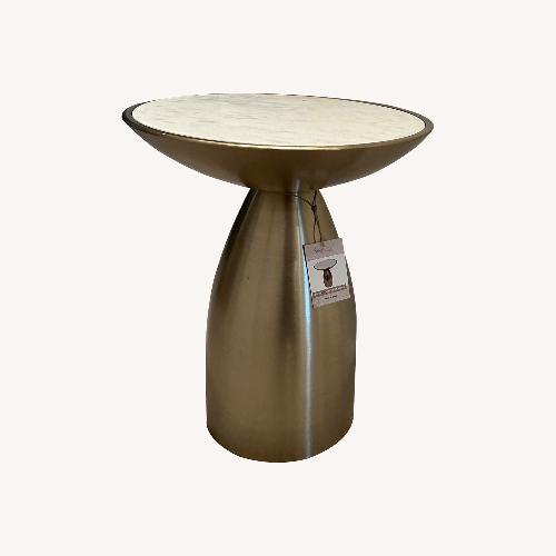 Used White Marble and Brushed Gold Brass Side Table for sale on AptDeco