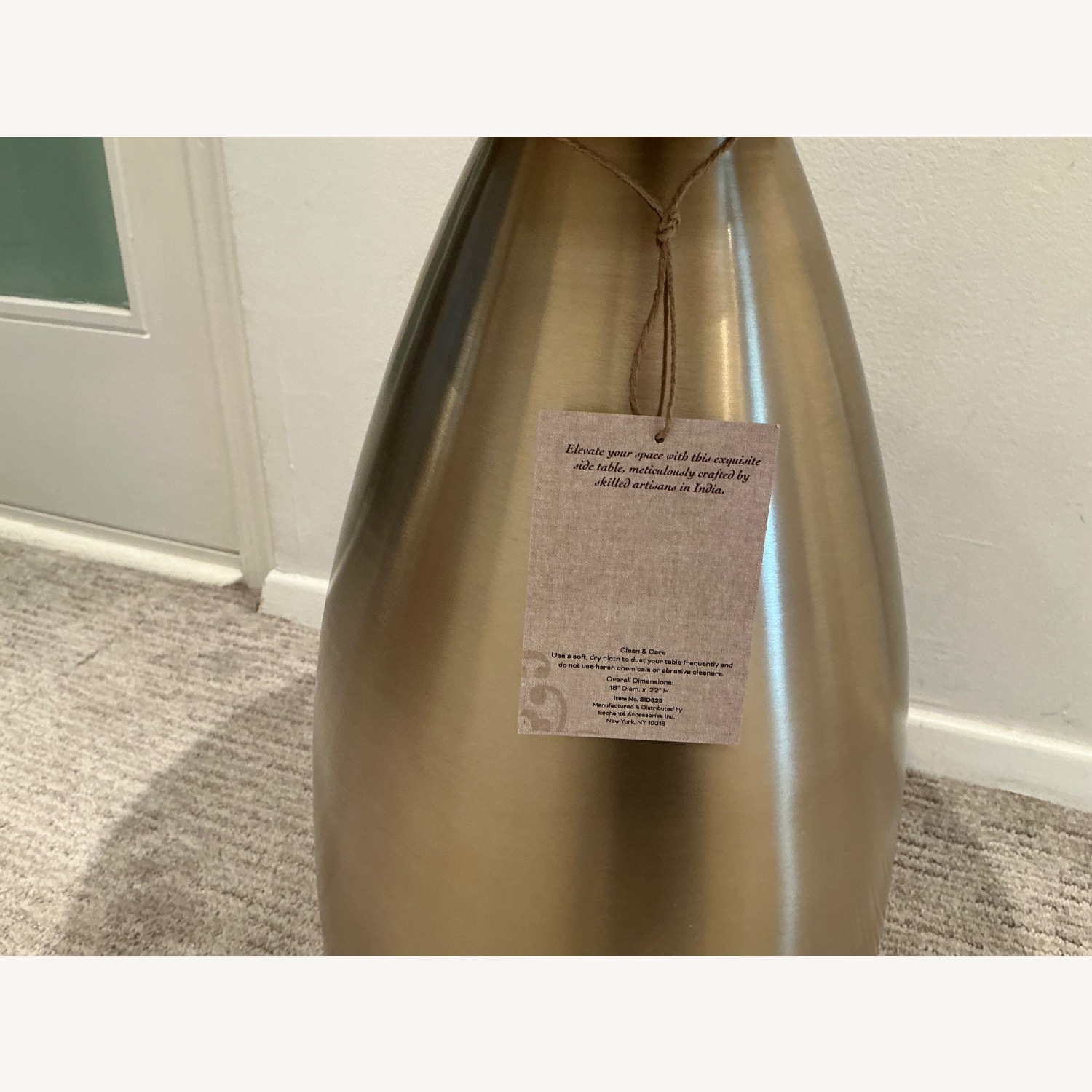 White Marble and Brushed Gold Brass Side Table - image-6