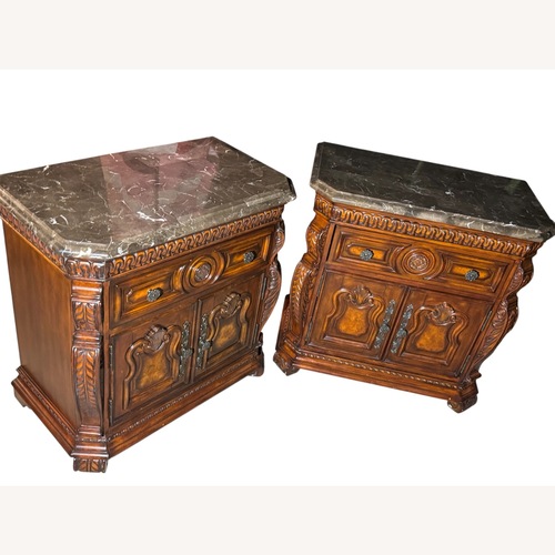 Used Pair of High-Style Baroque/Old World Marble-Top for sale on AptDeco