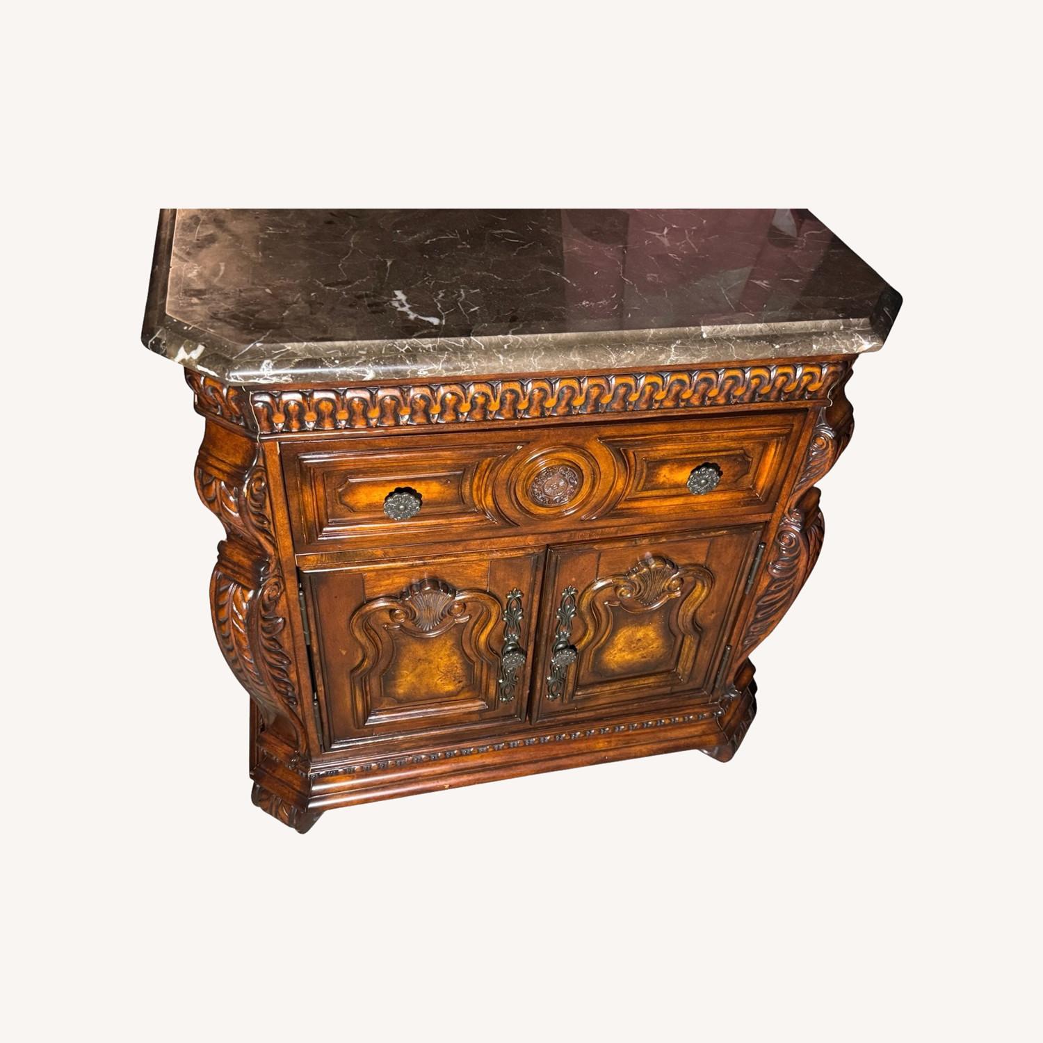 Pair of High-Style Baroque/Old World Marble-Top - image-0