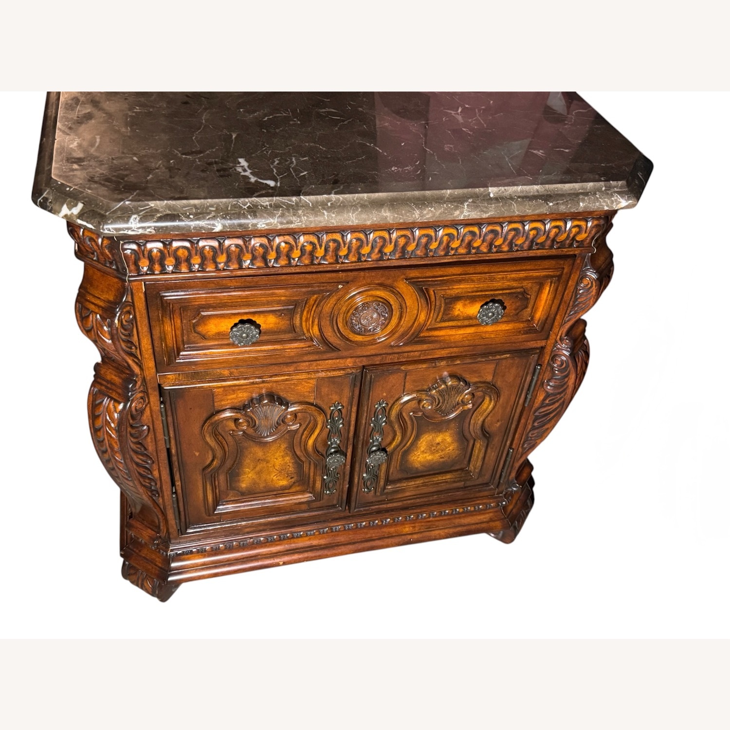 Pair of High-Style Baroque/Old World Marble-Top - image-9
