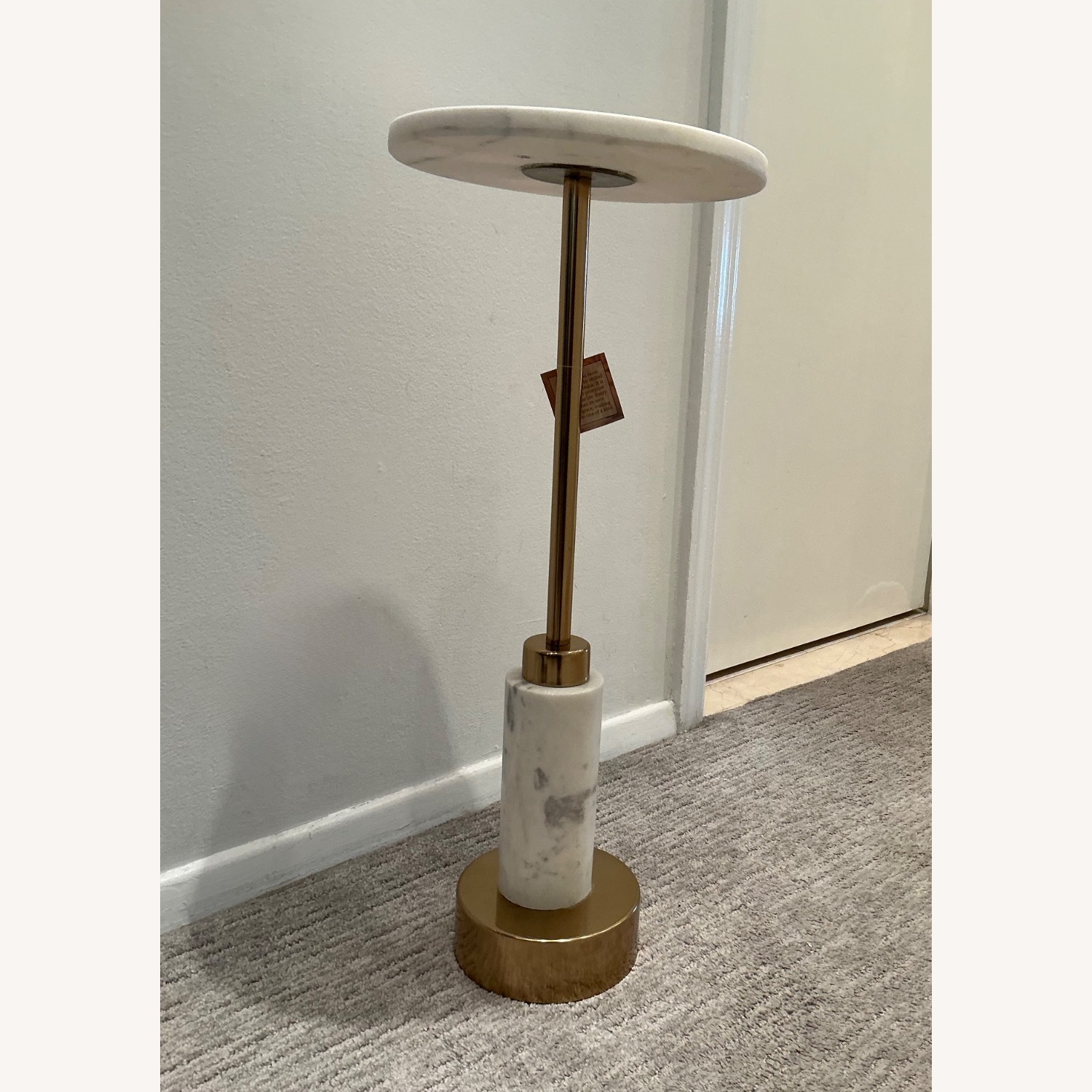 White Marble and Gold Drink Table - image-3