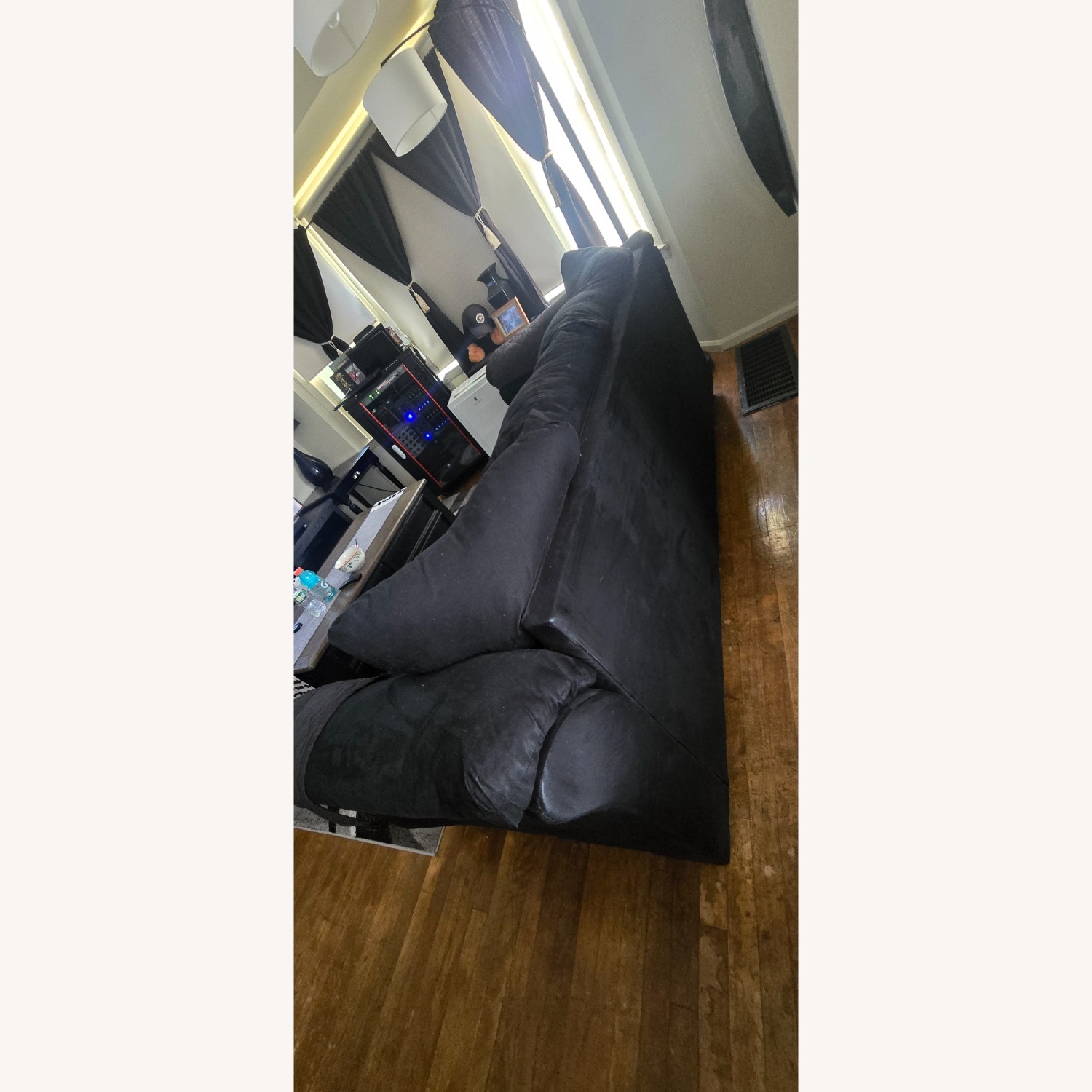 Ashley Furniture Black Fabric 3+ Seater Sofa - image-5