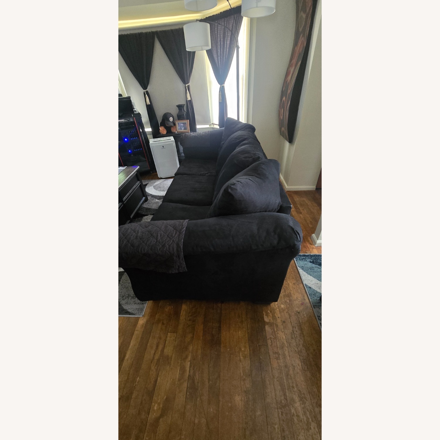 Ashley Furniture Black Fabric 3+ Seater Sofa - image-3