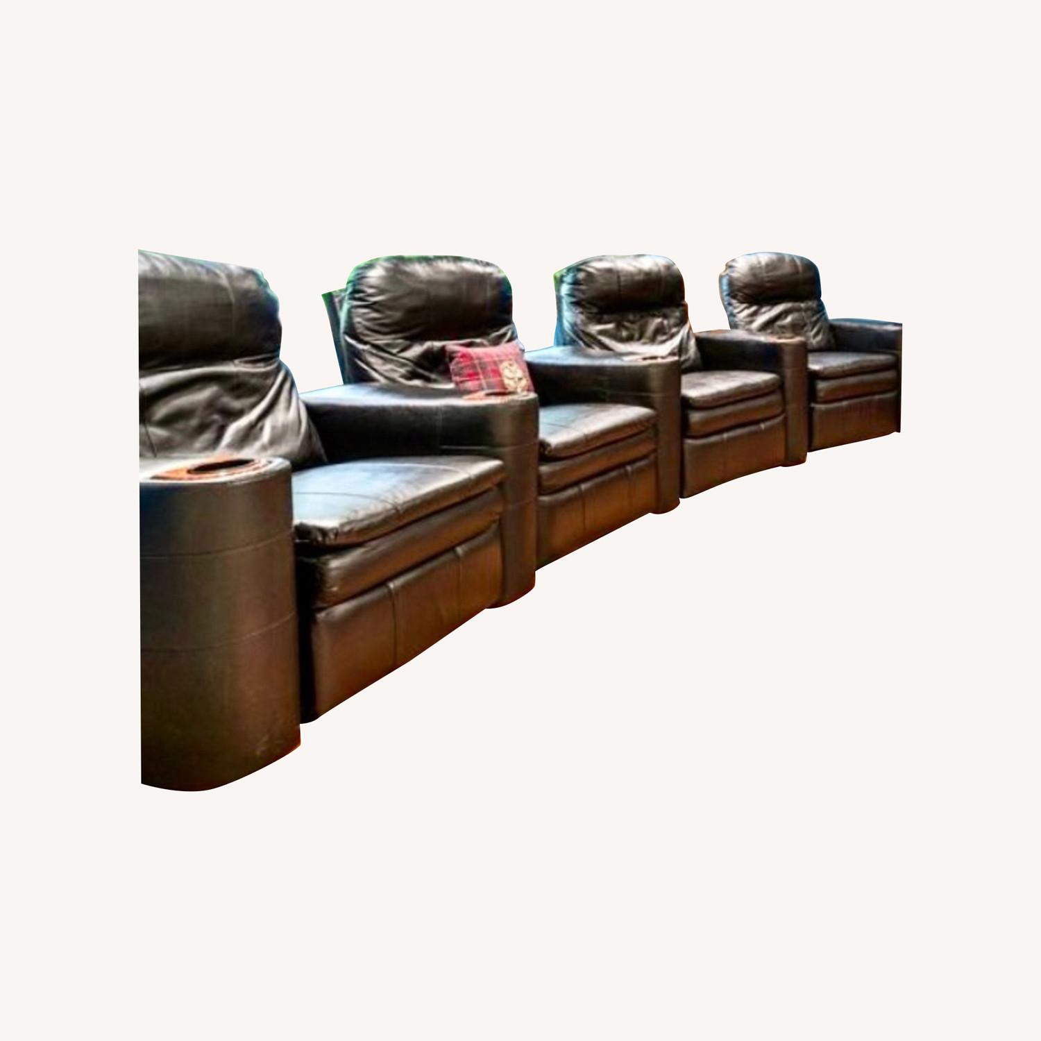 Leather Reclining Home Theater Seating - image-0