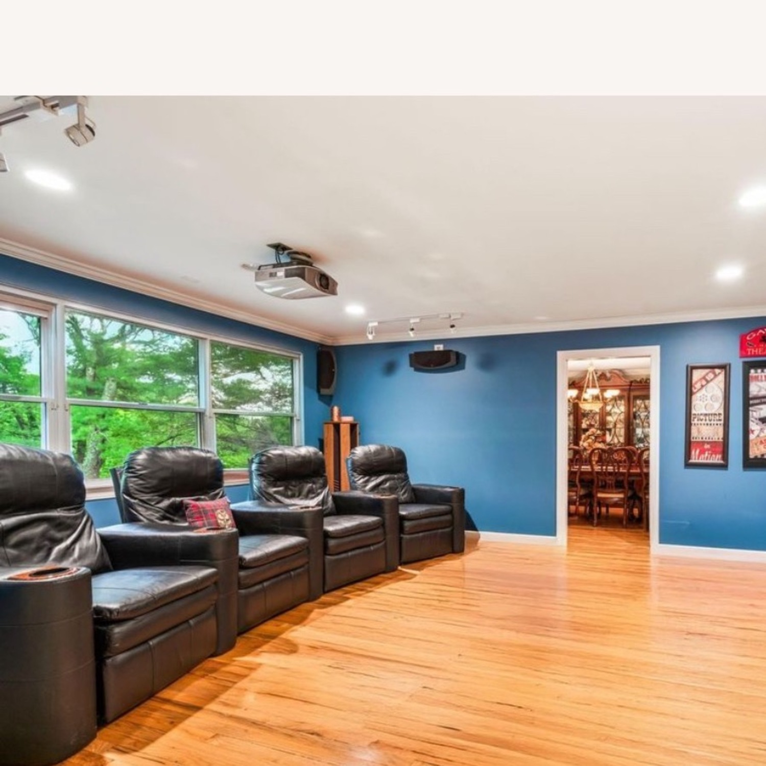 Leather Reclining Home Theater Seating - image-1